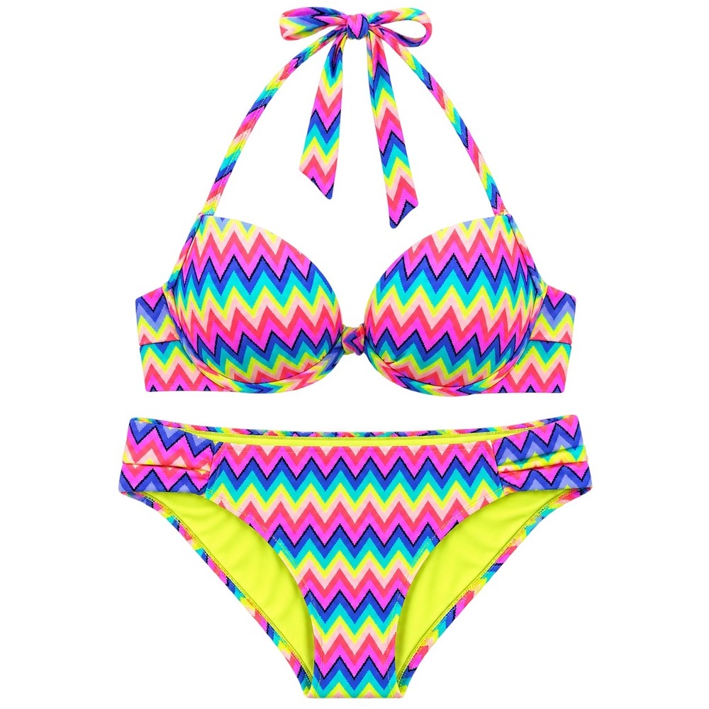 Aerie Chevron Zigzag Halter Push Up Bikini NO size colorful resort padded swim